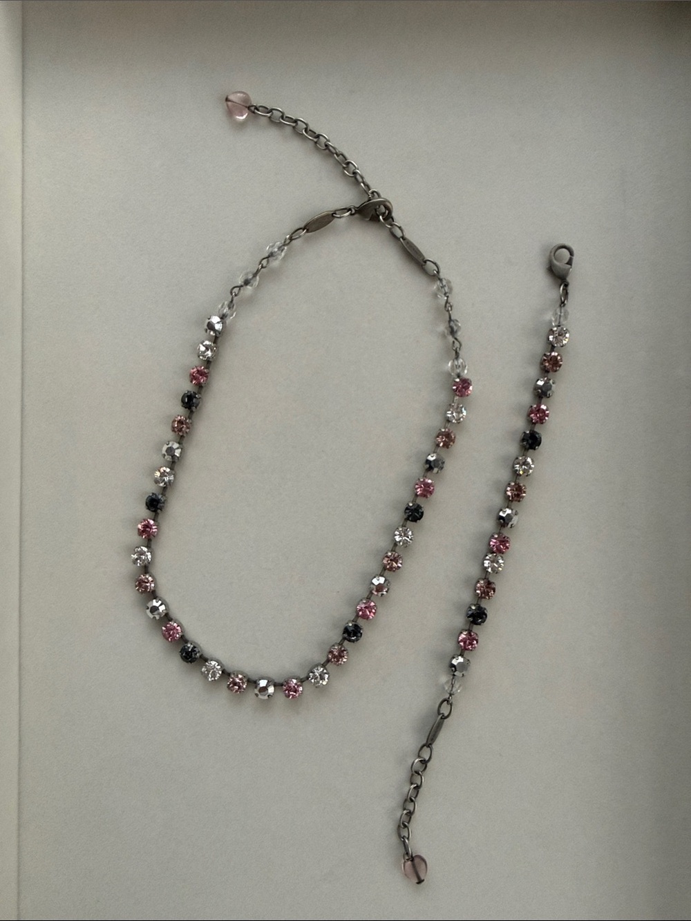 Sabika Pink, Black & Clear Crystal Bracelet Set